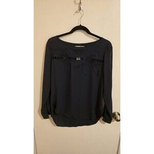 LOFT Blouse Womens XS Blue Semi Sheer Long Sleeve Button Down NWT Msrp $69